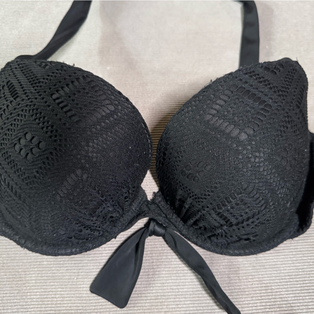 Aerie Classic Black bathing Suite Top Push Up with wire